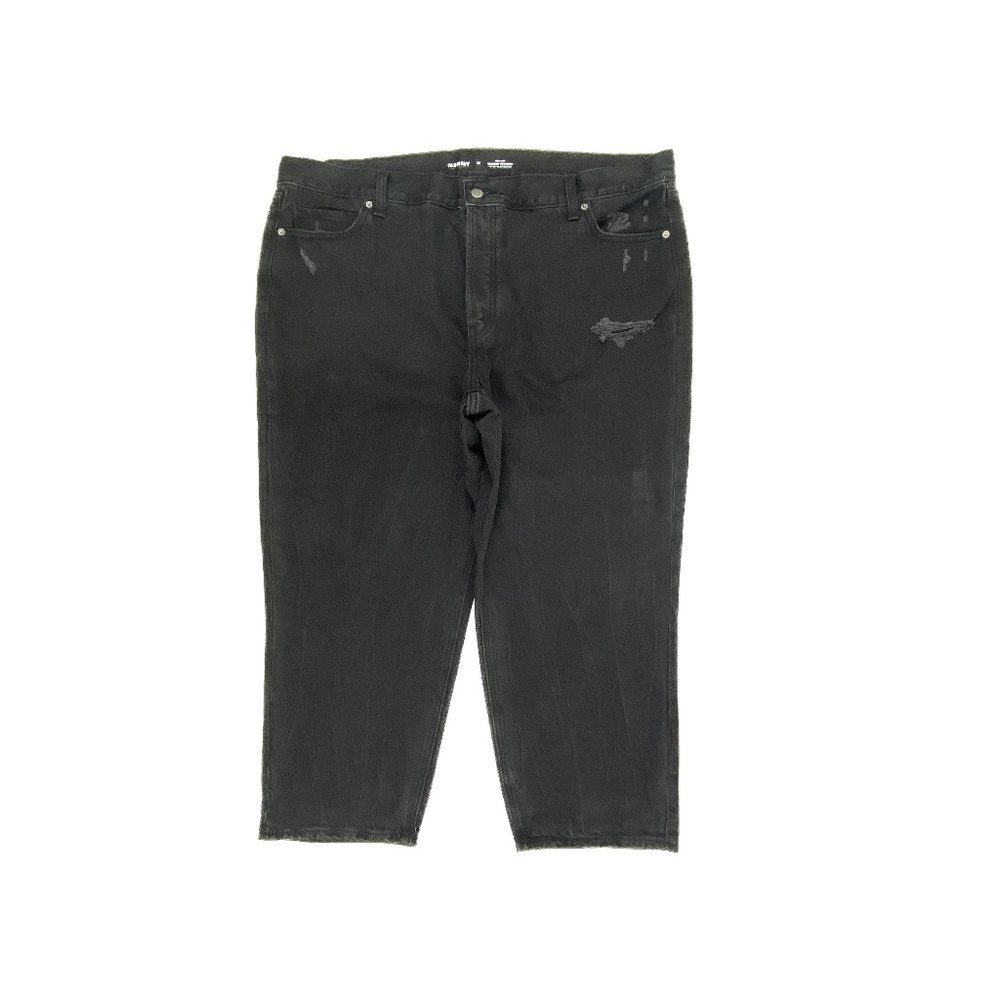 Old Navy Jeans Women 20 Black High Rise Slouchy Straight Distressed Button Fly